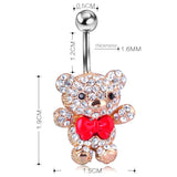 Red Bow Tie Little Bear Belly Button Rings