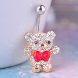 Red Bow Tie Little Bear Belly Button Rings