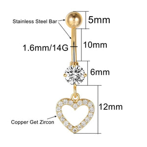 Heart Crown Cross Eye Wing Starfish Navel Piercing 14G