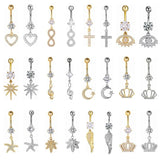 Heart Crown Cross Eye Wing Starfish Navel Piercing 14G