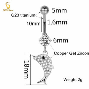 14G Titanium Barbell Crystal Dangle Belly Button Ring Sexy Navel Piercing