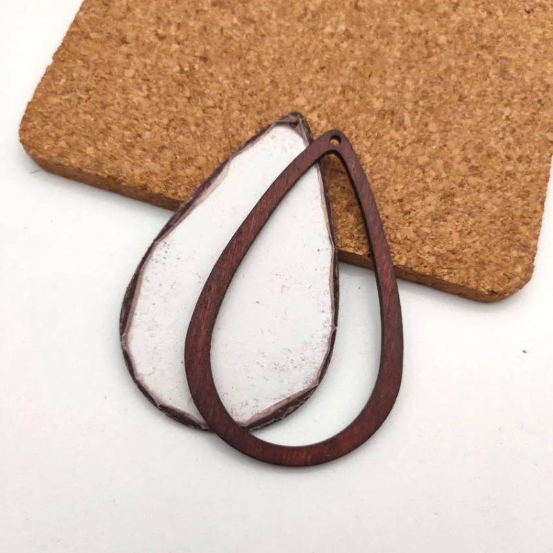 10 pcs Teardrop Wood Base Earrings Pendant Blank Wooden Settings