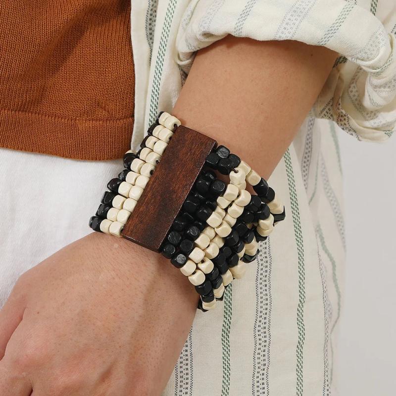 Bohemian Wood Beads Bracelet for Women Ethnic Jewelry