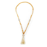 Boho Tassel Peace Pendant Necklace for Women Vintage Wooden Beads Jewelry