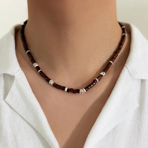 Men's Vintage African Beaded Clay Necklace