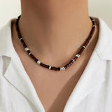 Men's Vintage African Beaded Clay Necklace