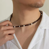 Men's Vintage African Beaded Clay Necklace