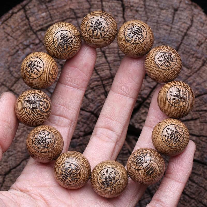 Tibetan Wood Bead Necklace 20mm Rosary Chain Natural Wood Bracelet