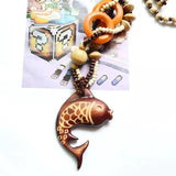 Exotic Hollow Round Woody Pendant Necklace for Women