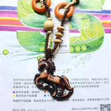 Exotic Hollow Round Woody Pendant Necklace for Women