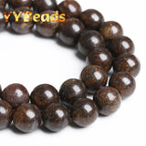 Dark Brown Bronzite Stone Beads Round Loose Charm Beads 4-12mm