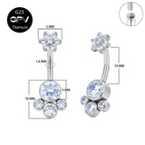 14G Titanium Navel Ring with Zircon & Opal, Female Body Piercing Jewelry