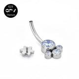 14G Titanium Navel Ring with Zircon & Opal, Female Body Piercing Jewelry