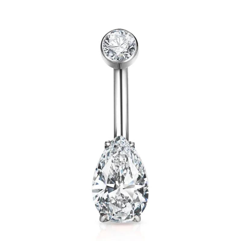 G23 Titanium Navel Ring 14G CZ Top Belly Piercing