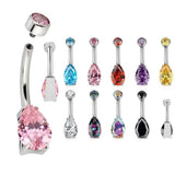 G23 Titanium Navel Ring 14G CZ Top Belly Piercing