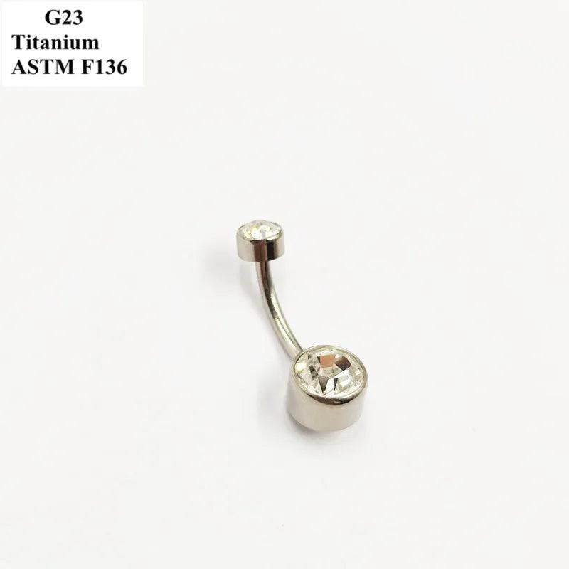 G23 Titanium Navel Nail Base Zircon Opal Flat Bottom Piercing Jewelry