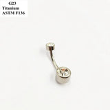 G23 Titanium Navel Nail Base Zircon Opal Flat Bottom Piercing Jewelry