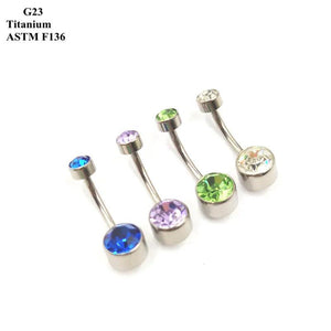 G23 Titanium Navel Nail Base Zircon Opal Flat Bottom Piercing Jewelry