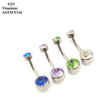 G23 Titanium Navel Nail Base Zircon Opal Flat Bottom Piercing Jewelry