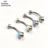 G23 Titanium Navel Nail Base Zircon Opal Flat Bottom Piercing Jewelry
