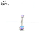 G23 Titanium Navel Nail Base Zircon Opal Flat Bottom Piercing Jewelry