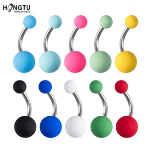 Colorful Acrylic Belly Bars Navel Ring Stud Women Piercing Surgical Steel 14G