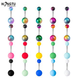 Colorful Acrylic Belly Bars Navel Ring Stud Women Piercing Surgical Steel 14G