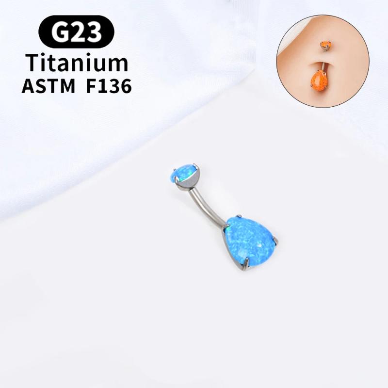 G23 Titanium Belly Button Ring Triangle Zircon Navel Bars Dangle