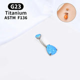 G23 Titanium Belly Button Ring Triangle Zircon Navel Bars Dangle
