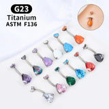 G23 Titanium Belly Button Ring Triangle Zircon Navel Bars Dangle