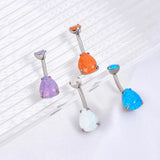 G23 Titanium Belly Button Ring Triangle Zircon Navel Bars Dangle