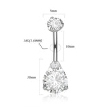 G23 Titanium Belly Button Ring Triangle Zircon Navel Bars Dangle