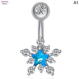Crystal Zircon Cat Navel Ring Heart Reversed Belly Button Bar