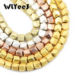 Matte Silver Rose Gold Plated Hematite Beads Natural Stone Geometric Loose Bead