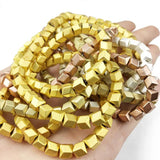 Matte Silver Rose Gold Plated Hematite Beads Natural Stone Geometric Loose Bead
