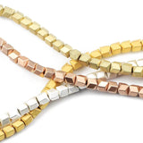 Matte Silver Rose Gold Plated Hematite Beads Natural Stone Geometric Loose Bead