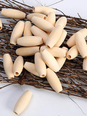 Natural Wood Oval Tube Beads 29x12mm for DIY Crafts Jewelry 10pcs