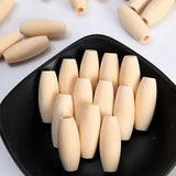 Natural Wood Oval Tube Beads 29x12mm for DIY Crafts Jewelry 10pcs