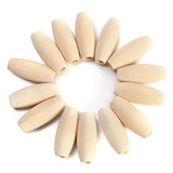 Natural Wood Oval Tube Beads 29x12mm for DIY Crafts Jewelry 10pcs