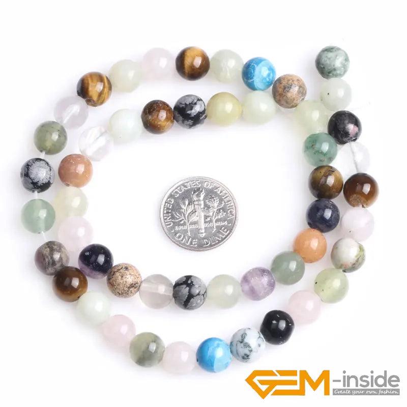 8mm Mixed Gem stone Round Shape Loose Beads Jewelry Making DIY Bracelet