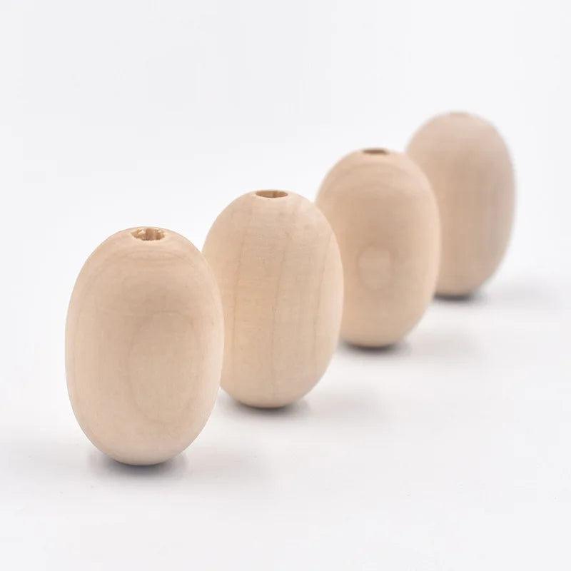 10Pcs 20*30mm Unfinished Oval Wooden Beads DIY Crafts Accessory