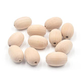 10Pcs 20*30mm Unfinished Oval Wooden Beads DIY Crafts Accessory