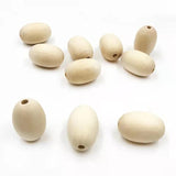 10Pcs 20*30mm Unfinished Oval Wooden Beads DIY Crafts Accessory