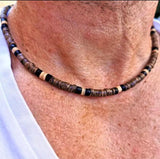 Men's Coconut Bead & Stone Surfer Necklace
