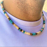 Men's Coconut Bead & Stone Surfer Necklace
