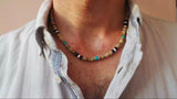 Men's Coconut Bead & Stone Surfer Necklace