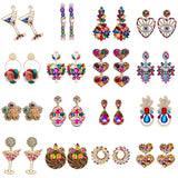 Colorful Crystal Statement Earrings Long Jewelry Accessories Gift