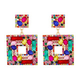 Colorful Crystal Statement Earrings Long Jewelry Accessories Gift