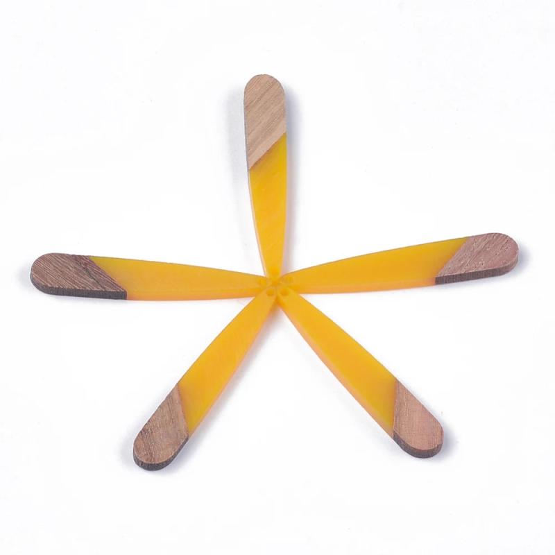 Colorful Wooden Teardrop Pendants for Jewelry Making