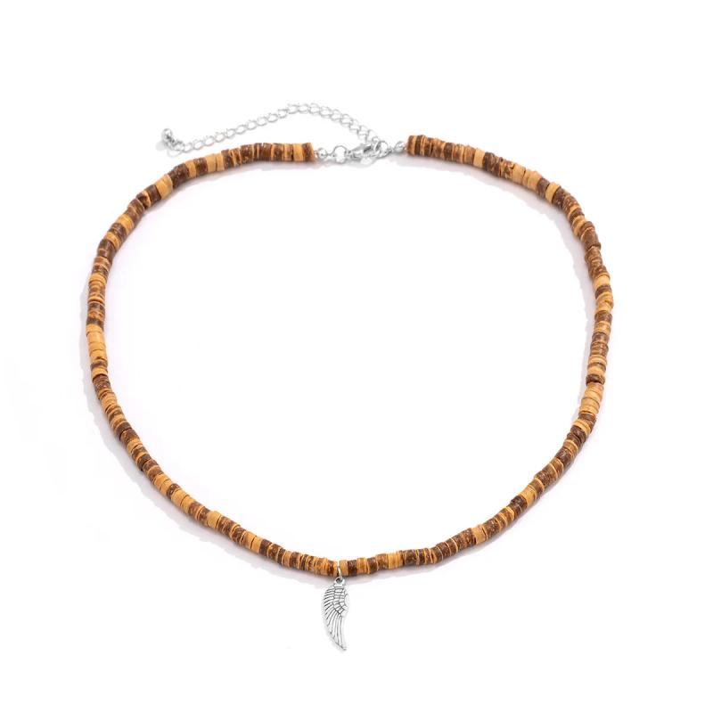Men's African Wing Pendant Necklace Surfer Jewelry Wooden Beach Necklace